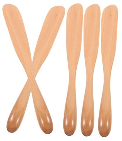 Gatuida Set 5 Pezzi Spatole in Legno Multiuso Per Cucina, Coltelli Per Spalmare Burro e Marmellate, Bastoncini Robusti Per Mescolare Ingredienti e Affettare Pane, Per Colazione e Dessert