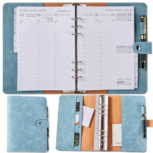 Terminplaner 2025 2026 A5 Nachfüllbar, Kalender 2025 2026 Wochenplaner 1 Woche 2 Seite mit Tabs, Notizen, Stiftschlaufe, Planer 25/26 Büro, Schülerkalender 2025/26 Ringbuch Buchkalender, Aug-Jul