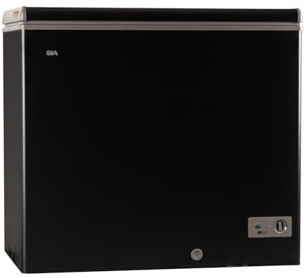 SIA HSCHF196BL/E Freestanding 196L Black Chest Freezer With Removable Wire Basket, Adjustable Temperature Control, E Rated, 2 Years Parts And Labour Guarantee