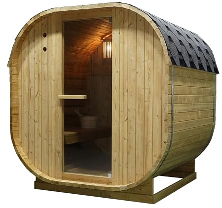CANADIAN SPA CO. Luxus-Fasssauna, hybride Sauna mit Infrarotkabine und elektrischem Saunaofen, 1842 x 1200 x 1945 mm, Dampfsauna für zuhause aus erstklassigem Fichtenholz