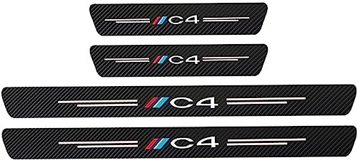 KLHYWEN 4 Piezas Película Protectora para Umbral de Puerta de Coche para Citr-oen C4 C1 C2 C3, Pegatina de Decoración para Estribos de Fibra de Carbono de contra Arañazos,C4 White
