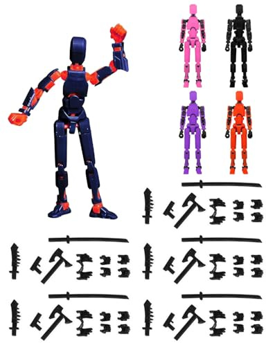 KGDUYC T13 Figura de Acción,Figuras de Acción Impreso en 3D, T13 Action Figure con Armas, T13 Figuras Acción con Múltiples Articulaciones,Lucky 13 Action Figure Robot, Decoraciones Escritorio(5 pcs)