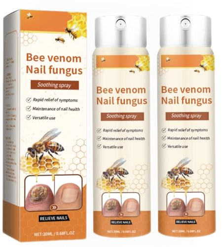 Spray Riparatore Unghie Avanzato, Spray Lenitivo per Funghi Unghie al Veleno d'Ape, Spray Essenziali Riparatori Unghie, Formula Nutriente e Idratante, Trattamento Sicuro e Delicato (2 Pcs)