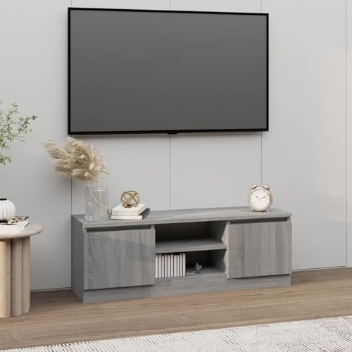 Tidyard Mueble de TV con Puerta Gris Sonoma 102x30x36 cm