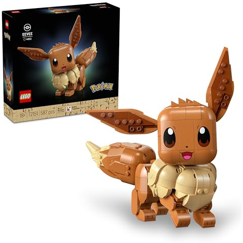 LEGO Pokémon Eevee Personaggio - Kit Modellismo per Adulti Tratto dall'Anime con Arti, Orecchie e Coda Snodabili - Decorazione Fai da Te per Camera o Scrivania - Regalo per Gamer da Collezione - 72151