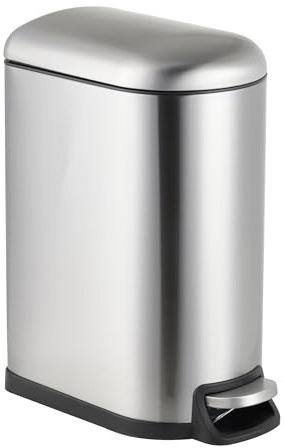 Relaxdays Cestino Relax, 10L, Chiusura SoftClose, Secchio Estraibile, cosmetico con Coperchio, Argento 39x18.5x31.5 cm