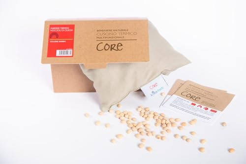 IL CIELO FIORITO Cuscino Termico con Noccioli di Ciliegia, Riscaldabile in Microonde, Cotone 100%, 30x22 cm, 650g, Linea Classica CORE, Colore Sabbia
