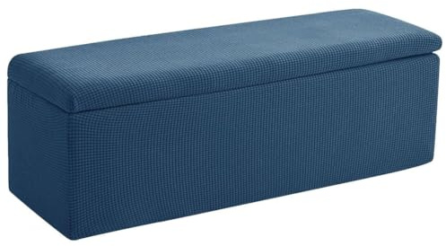 Rektangulära stretchskydd för förvaringspuffar – tvättbara och enkla att installera, enfärgade fotstödsöverdrag – mjukt skydd för fällbänkar (06 140 x 40 x 40 cm)