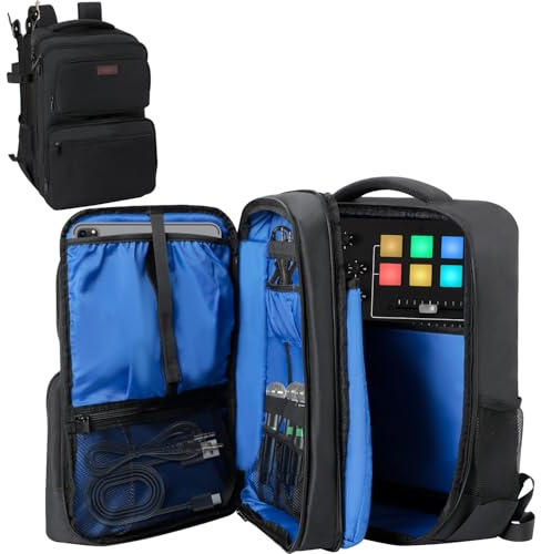 TavenRoa Audio Mixer Bolsa de viaje compatible con RODECaster Pro, Pro II, Yamaha MG10XU, RC Duo, mochila protectora para mezcladores DJ con bolsillos para micrófonos, cables y accesorios para podcast