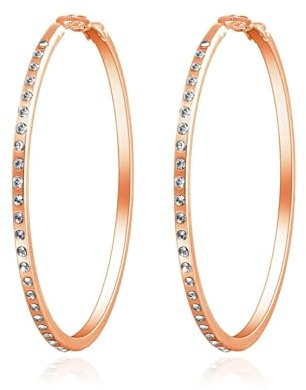 Philip Jones Rose Gold Plated 50mm Hoop Earrings Created with Zircondia® Crystals