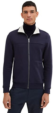 TOM TAILOR Herren 1037049 Sweatjacke Mit Stehkragen, 10690 - Knitted Navy, 3XL EU