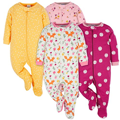Onesies Brand Baby Girls 4-pack 'N Play Footies Multi And Toddler Sleepers, Fox, 3-6 Months US