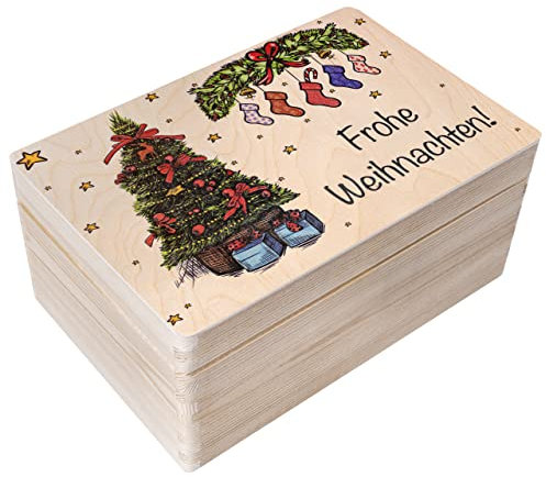 Creative Deco Weihnachtsgeschenke Personalisierte Holzkiste - Weihnachtsbaum | Wunschtext Weihnachten Geschenke | Dein Eigener Wünsche Text Individuelle Geschenk | Weihnachtsdeko | Für Frauen, Männer