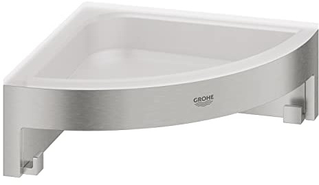 GROHE Start Cube Tablette de Douche d'Angle, Métal, A coller QuickGlue ou à visser, Supersteel, 41106DC0