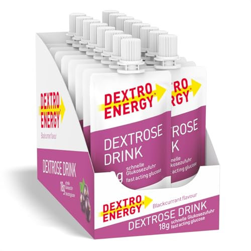 Dextro Energy Blackcurrant Flavour Dextrose Drink |18g of Fast Acting Glucose | Liquid Alternative to Dextro Glucose Tablets | Ready to Drink, Easy to Consume, Re-Sealable | Vegan | 50ml Pack of 16