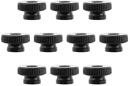 MEETOOT 10pcs Knurled Thumb Nuts M4 x 0.7mm Black Metal Round Knobs Hand Nuts for 3D Printer Parts