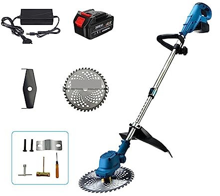 Schnurloser Elektrischer Rasentrimmer, 2000 W 9 Zoll bürstenloser elektrischer Rasentrimmer Akku-Rasenmäher Heckenschere verstellbare Hand-Garten-Beschneidungswerkzeuge Leicht, GeräUscharm, Einfach Zu