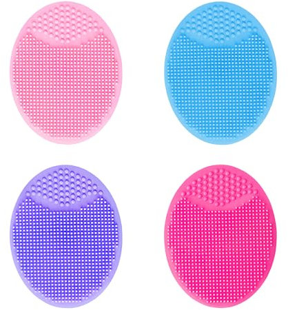 Lot de 4 Brosses Nettoyantes pour le Visage en Silicone Souple, anti-âge Épurateur Exfoliant pour Pores, Massage Doux, Convient à Tous Types de Peau (rouge,rose,bleu,Violet)