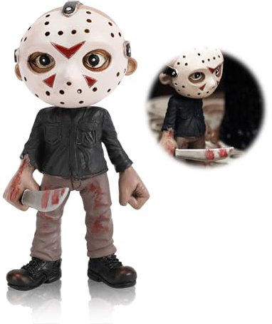 Figurines d'horreur Jason Figurine d'action avec couteau Film d'horreur Nain de jardin Statue Cauchemar Jason pour décoration d'intérieur d'Halloween