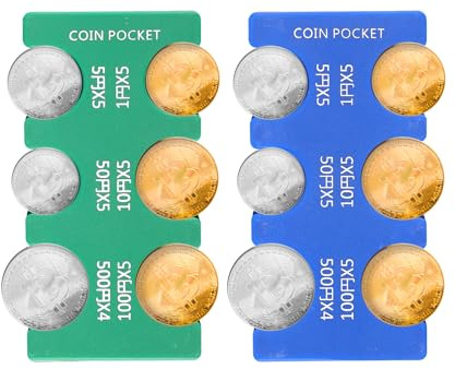 2pcs Japanese Coin Holders, Yen Organizer Hard Case with 6 Slots Rectangle Coin Dispenser Plastic Coin Sorter Collection Purse Wallet Coin Container Storage Change Pouch for Travel(Blue and Green)