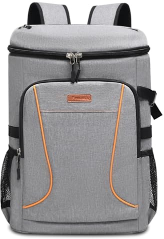 Estarer 35L Cool Bag Backpack Large Insulated Cooler Rucksack Leakproof Picninc Bag for 4 Persons,Men Women Lunch Bag for Outdoor Camping Beach (Grey)