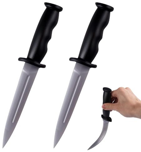 2 Pezzi Pugnale di Gomma, 25 cm Coltelli da Allenamento in Gomma, Portable Pugnali Falsi, Arti Marziali Pugnale di Gommas, Resistente & Durevole, Coltello Finto per Addestramento di Arti Marziali