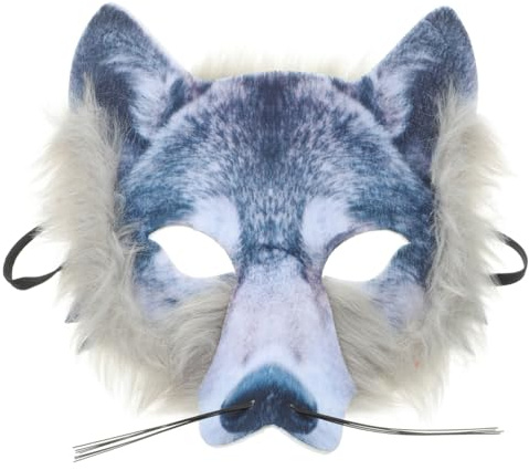 HANABASS 3D Wolf Maske für Halloween & Karneval Realistische Wolfsmaske für Erwachsene & Kinder – Gruselige Tierkopfmaske mit Atmungsaktivem Design Wiederverwendbare – Silber