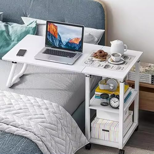 Plateau de lit pliable avec roulettes – Hauteur réglable – Bureau portable à roulettes pour ordinateur portable