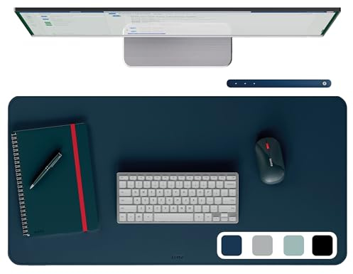 Tapis de bureau grand format Leitz : Sous-main de bureau imperméable antidérapant, tapis clavier souris pour bureau ou maison. Durable, résistant aux rayures, facile à nettoyer (80x40cm, bleu foncé)