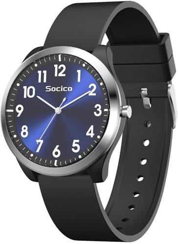 SOCICO Analogue Watch for Women Men, Waterproof Watch for Swimming, Easy Read Quartz Minimalist Wrist Watches with Silicone Strap (Black Blue)