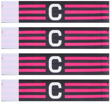 PENIKOKO 4 Pezzi Fascia da Capitano Calcio Elastico con Design C Bracciale Avvolgente Antiscivolo per Allenamento Squadra Adulti Band Sportiva Leadership Visibile per Partite e Divisione