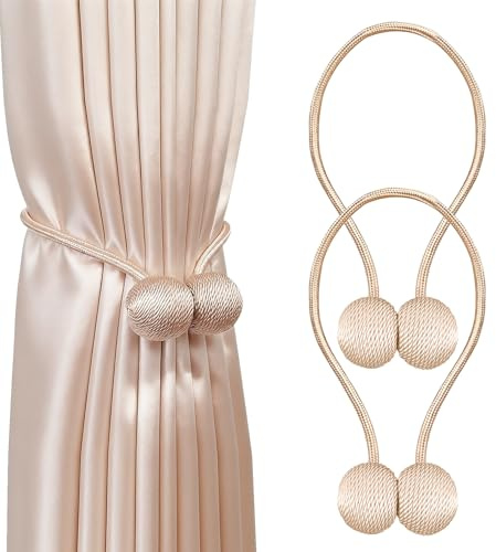 Lethra 2 Stück Magnetische Vorhang Raffhalter, Raffhalter für Vorhänge, Vorhang Halter Boho Dekoration, Gardinenhalter Gardinen Raffhalter für Gardinen Schlafzimmer Duschvorhänge