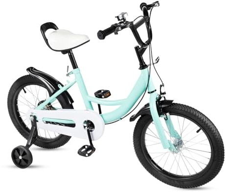 CHIMHOON 16 tums barncykel, cykel för pojkar och flickor med stödhjul och dubbelt bromssystem, höjdjusterbar barncykel, stadscykel från 5 år för utbildning, utomhus
