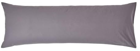 HOMESCAPES Seitenschläferkissen-Bezug 50x140 cm dunkelgrau mit Hotelverschluss, 100% ägyptische Baumwolle, Fadendichte 200