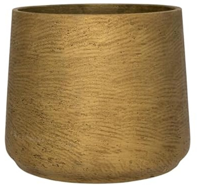 Finestgreen Patt Pflanzgefäß Gold XL | Blumentopf für Innen- und Außenbereich, Frostfest, UV-Beständig, wasserdicht | Blumenkübel Betonoptik