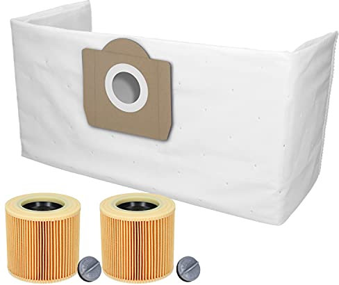 McFilter | 20 bolsas para aspiradora + 2 filtros de cartucho adecuados para Kärcher WD3 Premium, MV3, A2604, A2204, A2254, recambio para KFI 3310, 6.414-552.0 -547.0-772.0, 6.959-130.0, tipo KA39
