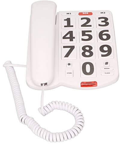 Big Button Phone for Senior, Corded Landline Telephone, One Touch Speed Dialing, for Visually Impaired Elderly, Loud Speaker Ringer for Hearing Impaired, Easy to Use