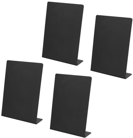 KEILEOHO 4 st A5 svart tavla skylt, 210 x 152 mm menystativ svart tavla, mini svarta tavlan skyltar för bröllop, födelsedag, restaurang