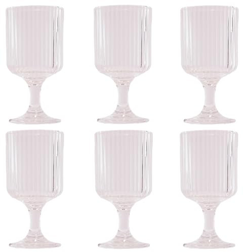 KEDEA 6 Wasserkelch mit Glanzeffekt, Weinkelch Rot, elegant, spülmaschinenfest, Gläser aus Pasta, mehrfarbig, Kollektion Charleston Wasserglas, Farbe Kristall