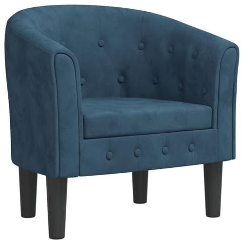 vidaXL Clubsessel, Sessel mit gepolstertem Sitz Armlehnen, Cocktailsessel mit Holzgestell, Loungesessel Relaxsessel Polstersessel, Dunkelblau Samt