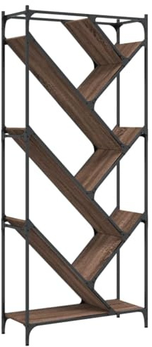 vidaXL Bookcase Bookshelf Side Cabinet Brown Oak Engineered Wood and Metal