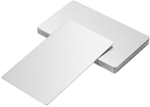 QUARKZMAN 12 Tarjetas de Visita en Blanco de Metal, 85 x 50 x 0.5mm, Hoja de Acero Inoxidable para Grabado Laser, Tarjetas DIY, Color Plata