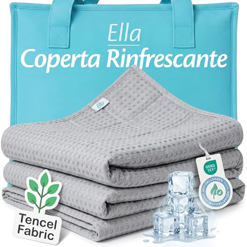 Coperta Rinfrescante Estiva, Coperta Refrigerante Letto in Tessuto Tencel Traspirante, Coperta Raffreddante Fresca per Dormire Bene, 200x200cm - Grigio Nebbia