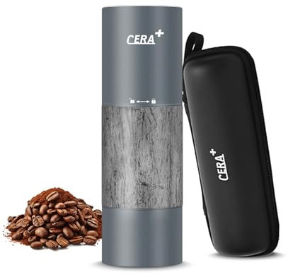 CERA + Macina Caffe Elettrico Con Custodia Per Il Trasporto, Piccolo Macinacaffè Professionale Per Caffè Espresso Per Casa, Viaggio