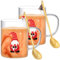 Geiserailie 2 Set Weihnachten Tasse mit Löffel Schöne Weihnachten Tasse Weihnachten Becher mit Weihnachtsmotiv Gonk-Gnom Glas Weihnachten Tassen Set für Geschenke Frauen Männer, 400 ml