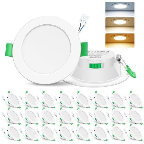 ALUSSO 3CCT Recessed LED Spotlights, 7 W Dimmable 68 mm, Round White Pack of 24