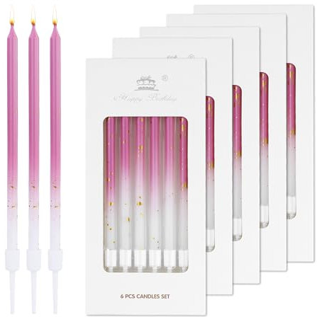 Set di 30 candele colorate per feste di compleanno per torte, oro rosa, decorazioni per torte, candele sottili, candele per cupcake, per ragazze, donne, compleanni, matrimoni