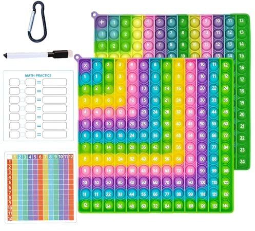 Tniytru Times Table Poppet, Multiplication Pop It, Dual-Sided Math Practice Tool, Sensory Fidget, Anxiety & Stress Relief, Portable Learning & Relaxation Aid