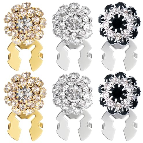 6 fundas de botones desmontables con diamantes de imitación para mujer, blusas, joyas, botones de perlas, broches decorativos de cristal, botones para jeans, costura, manualidades, mujeres y hombres