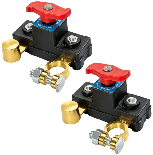 Smiluna 2 Pièces Coupe Circuit Batterie Voiture 12V-24V, Batterie Switch | Cuivre Pur, Haute Conductivité, Transmission Stable, Intelligent, pour Voiture, Camion, Bateau, Moto, Camping Car